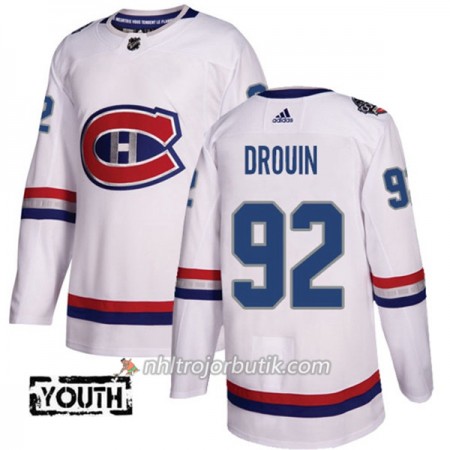 Barn Ishockey Montreal Canadiens Tröja Jonathan Drouin 92 Adidas 2017-2018 Vit Classic Authentic